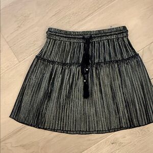 A.L.C. Metallic Black Pleated Skirt with Tassel Tie